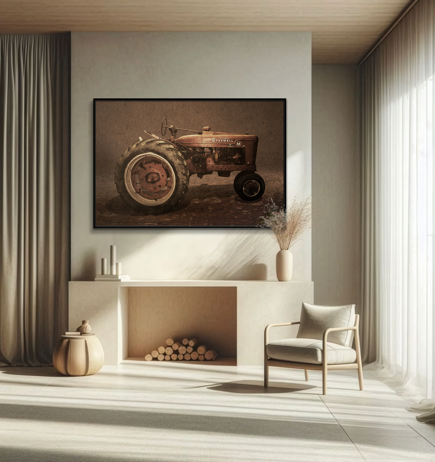 Vintage Farmall M Tractor | Framed Wall Art on Stretched Canvas