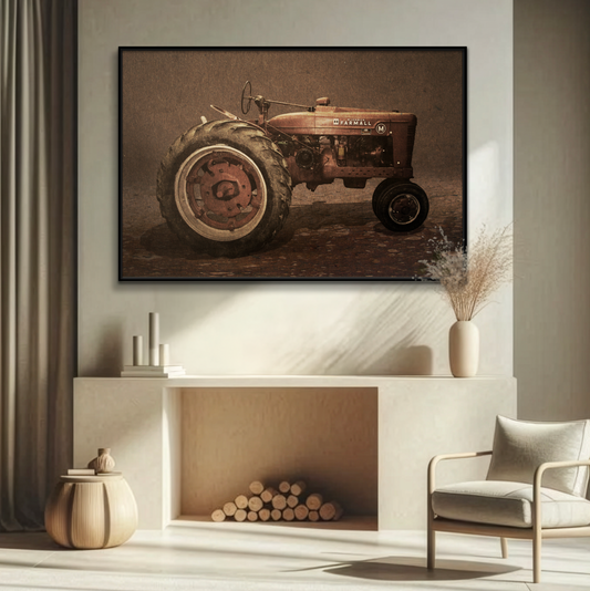 Vintage Farmall M Tractor | Framed Wall Art on Stretched Canvas