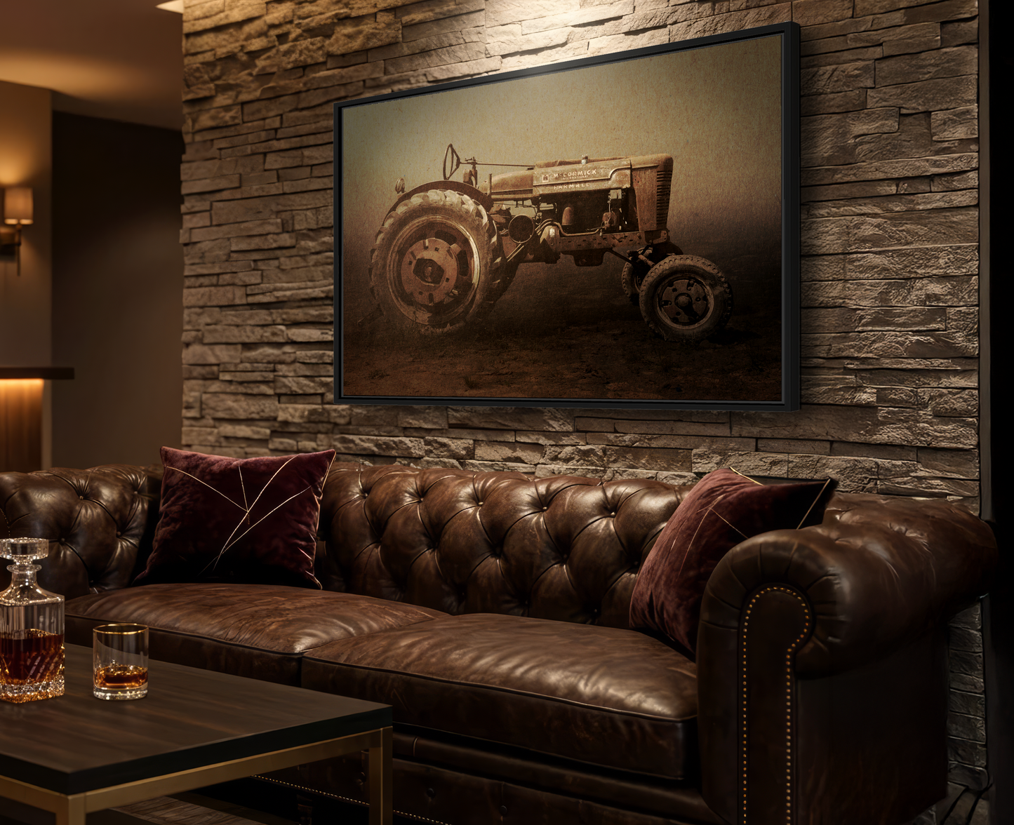 Weathered Vintage Farmall Tractor | Framed Wall Art on Stretched Canvas