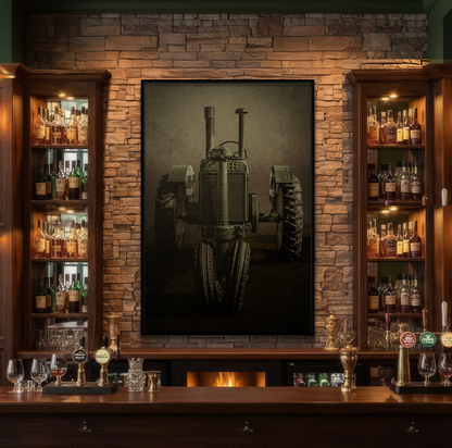 Vintage John Deere Model A Tractor Front View | Framed Wall Art on Stretched Canvas