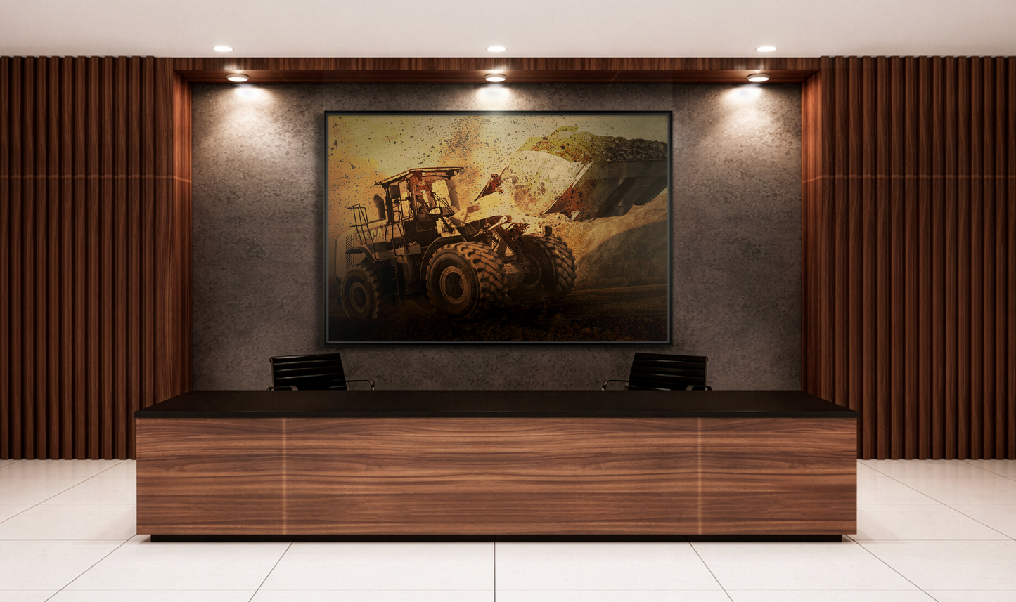 960K Dramatic Loader Action | Framed Wall Art on Stretched Canvas