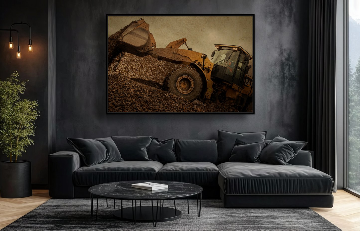 960 Wheel Loader Action| Framed Wall Art on Stretched Canvas