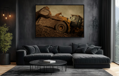 960 Wheel Loader Action| Framed Wall Art on Stretched Canvas