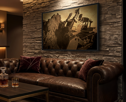 Big Dirt D8 Dozer Action| Gold | Framed | Wall Art on Stretched Canvas