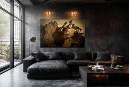 Big Dirt D8 Dozer Action| Gold | Framed | Wall Art on Stretched Canvas