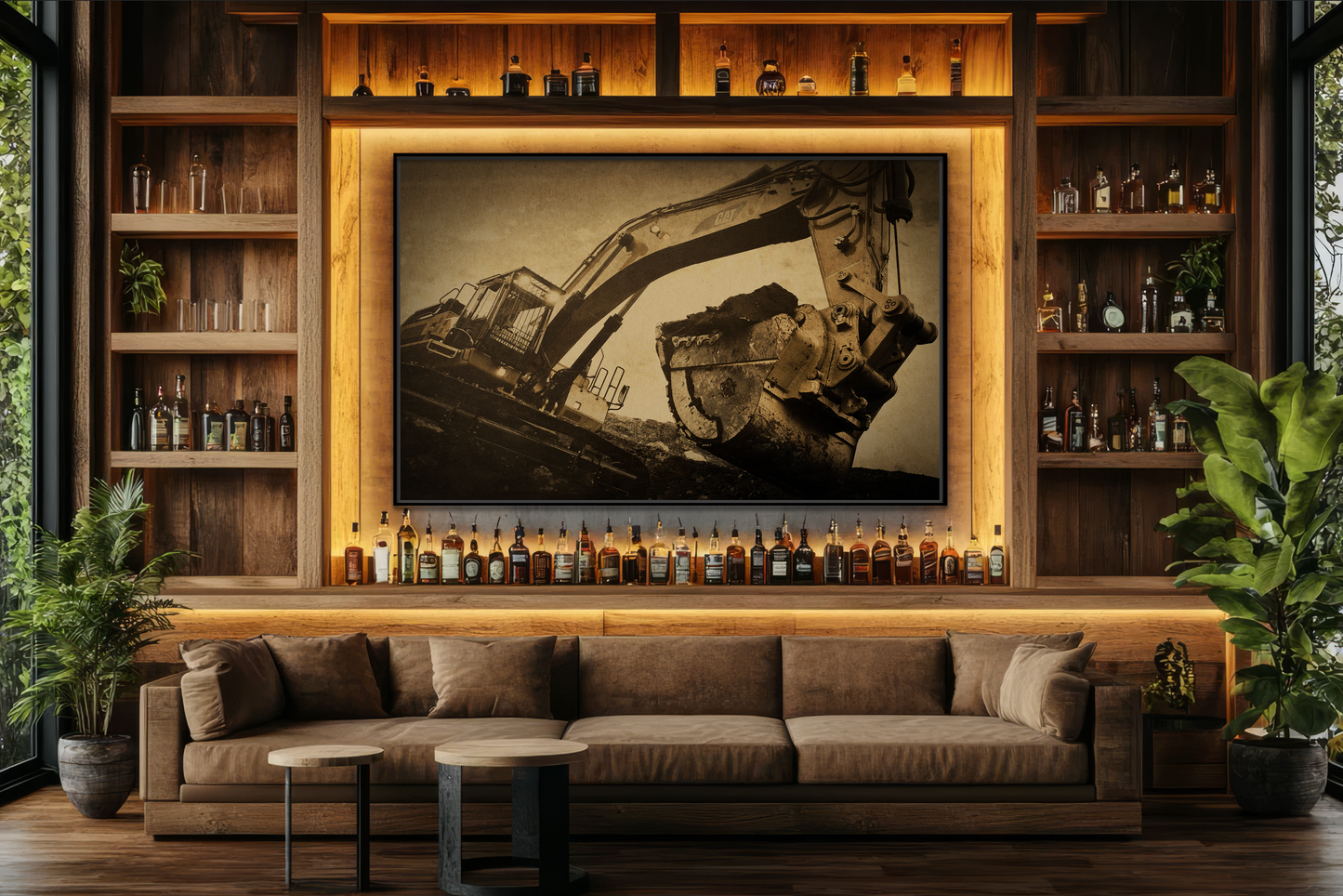 Reaching for Rocks Excavator  | Photo Art on Framed Canvas