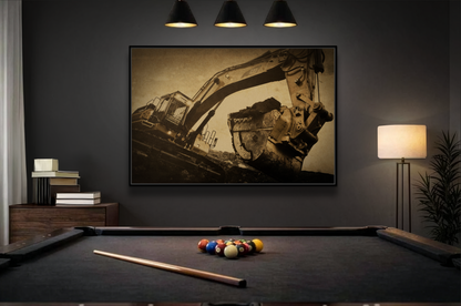 Reaching for Rocks Excavator  | Photo Art on Framed Canvas