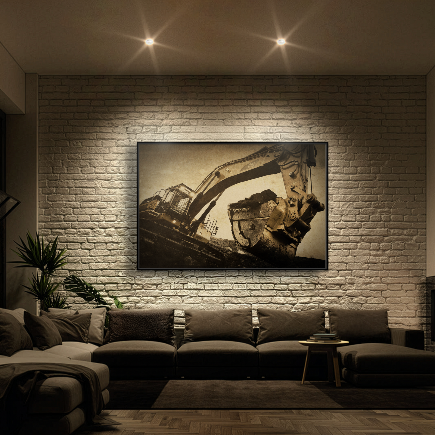 Reaching for Rocks Excavator  | Photo Art on Framed Canvas