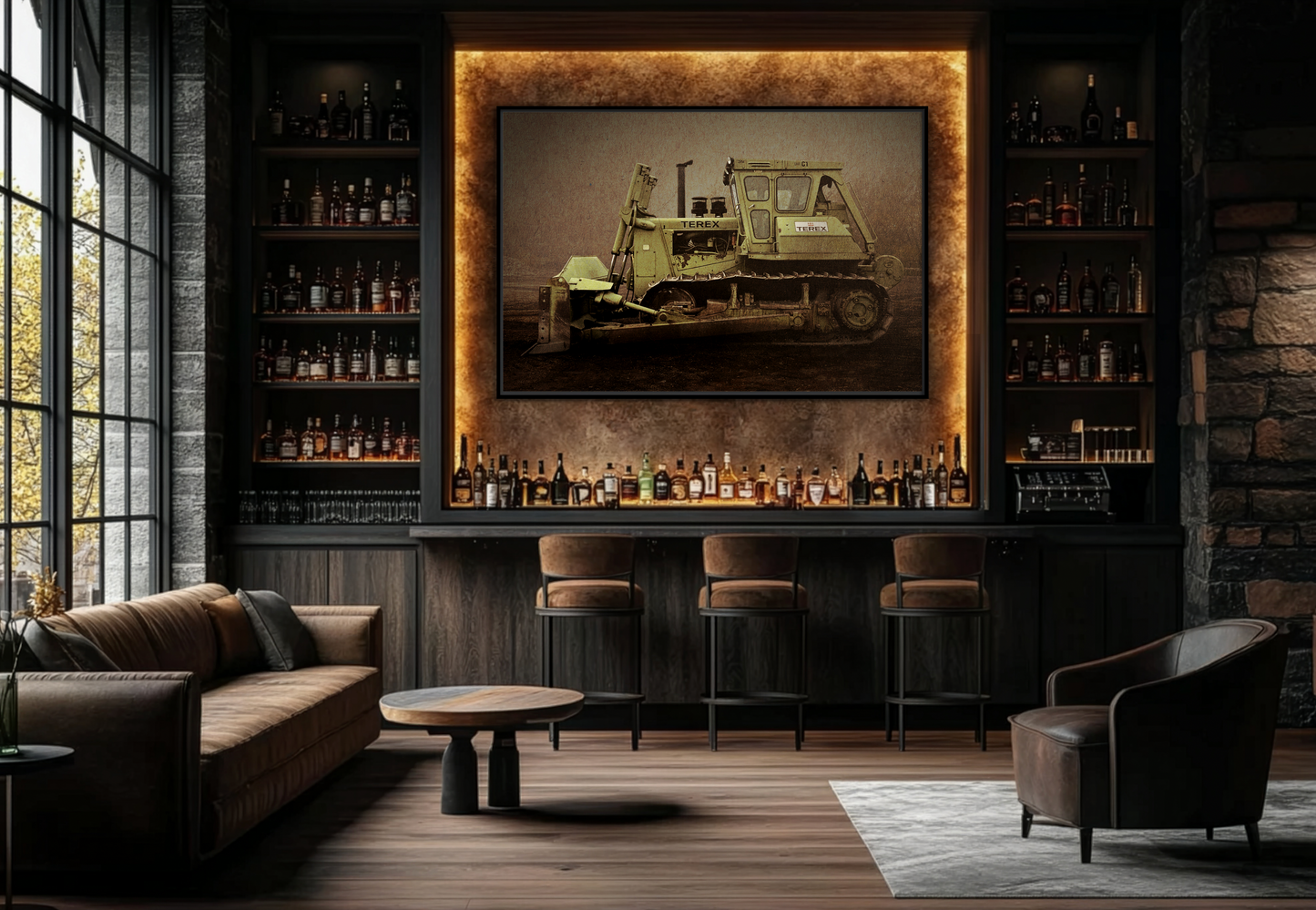 Classic Terex Dozer | Framed Wall Art on Stretched Canvas