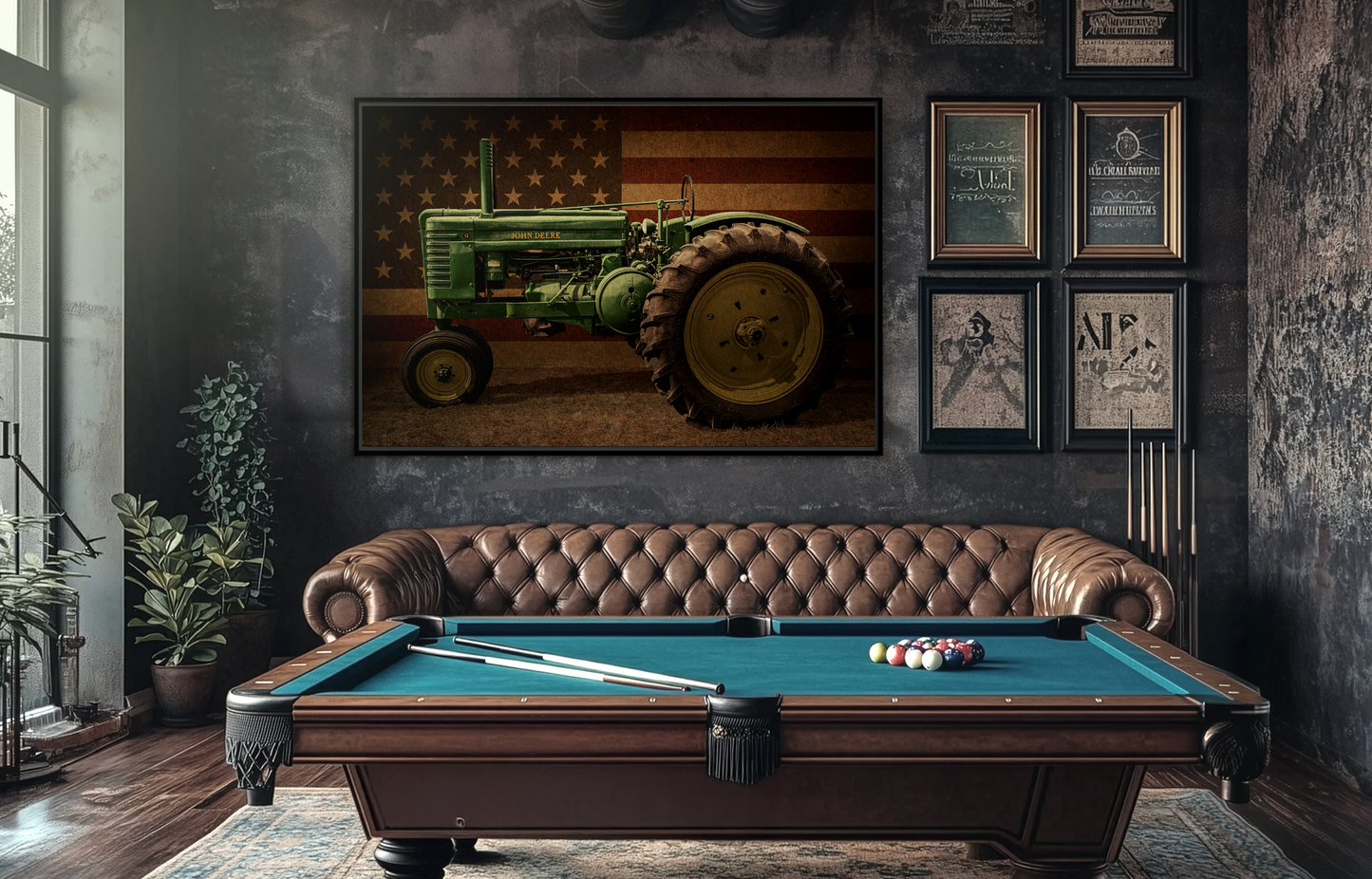 Patriotic John Deere Model G Tractor | Framed Wall Art on Stretched Canvas