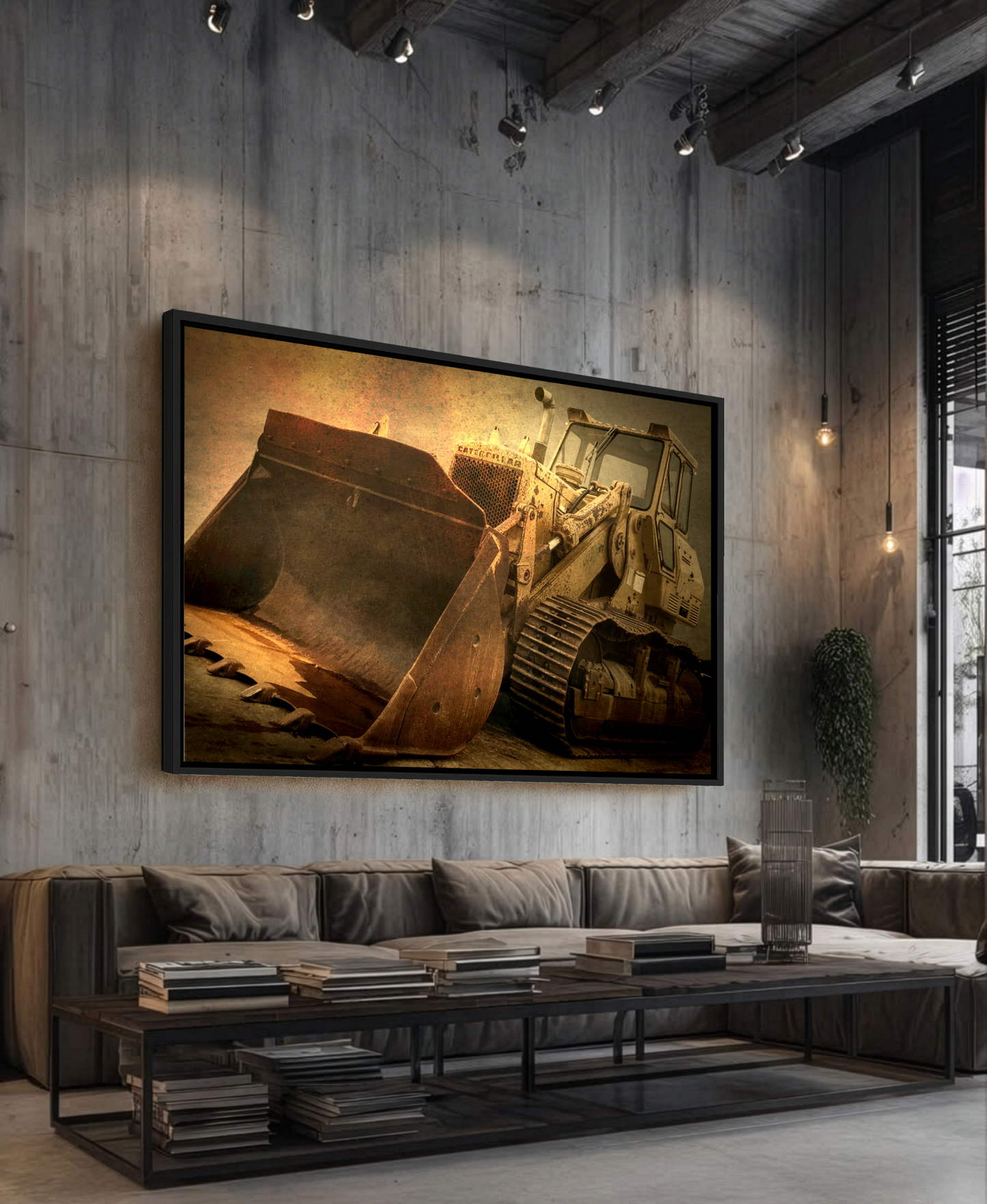 Classic 977K Dozer Action | Gold |  Framed Wall art on Stretched Canvas