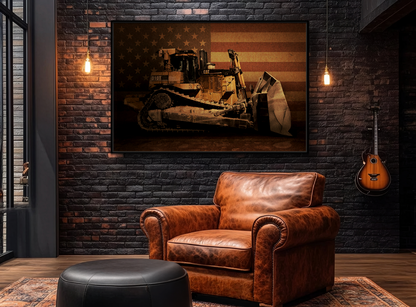 Patriotic D10T Classic Dozer | Framed Wall Art on Stretched Canvas