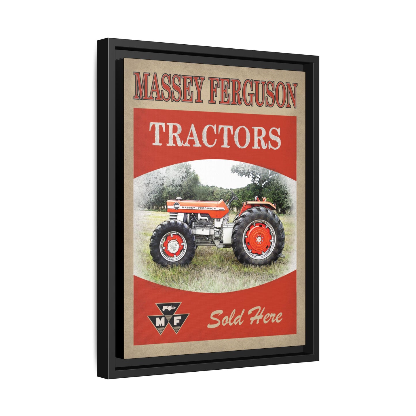 Massey Tractors Sold Here Vintage Advertisement Wall Art on Framed Canvas