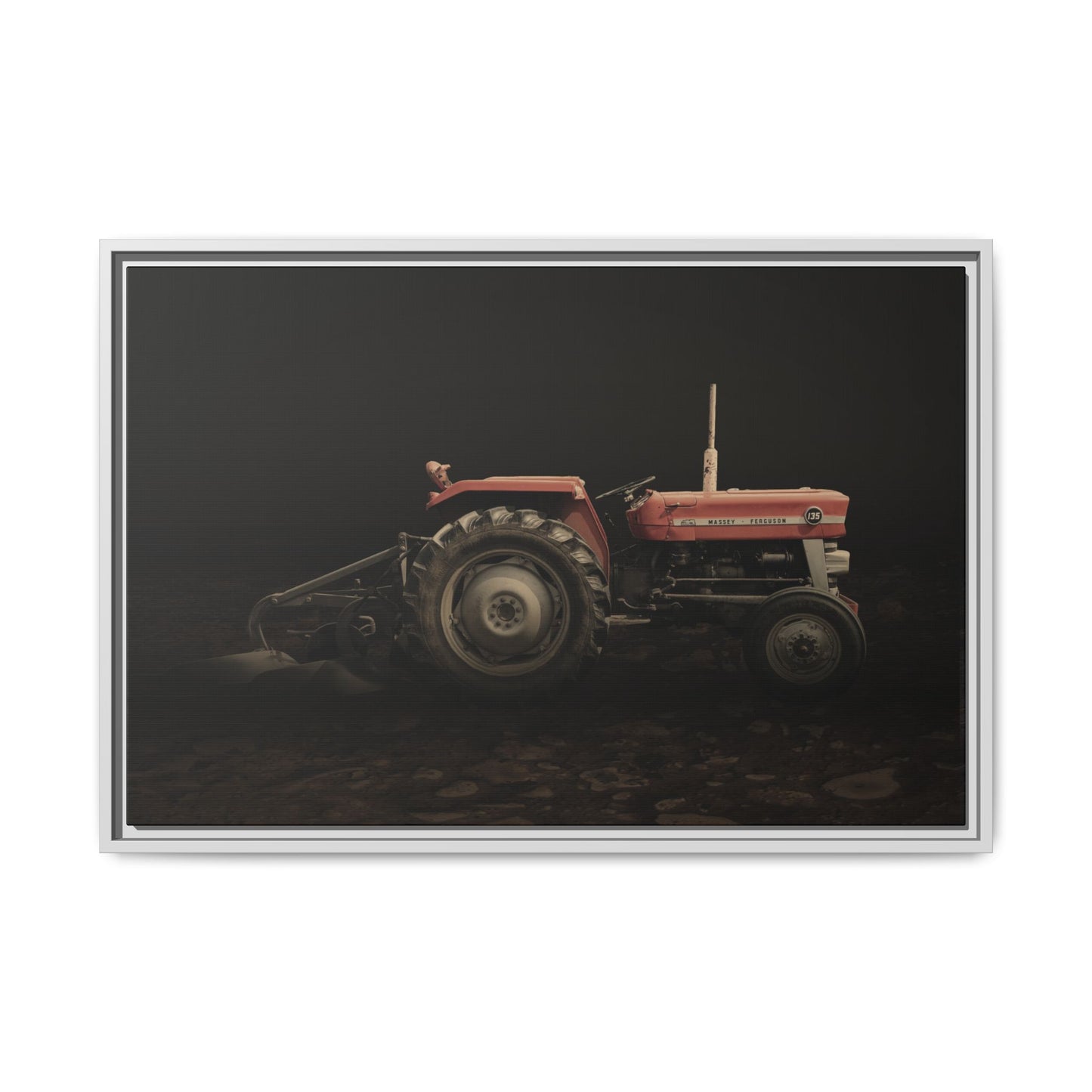 Vintage Massey 135 with Plow Photo Wall Art on Canvas