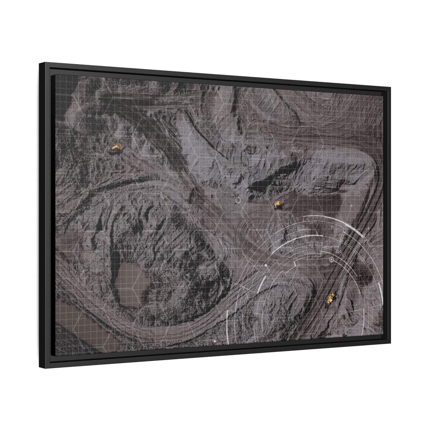 Drone Mining Construction Site - Photo Art Framed on Stretched Canvas