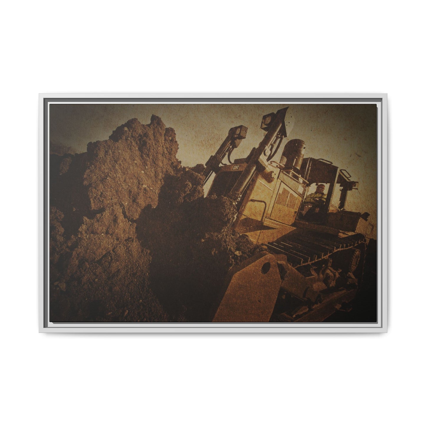 Big Dirt D8 Dozer Action| Gold | Framed | Wall Art on Stretched Canvas