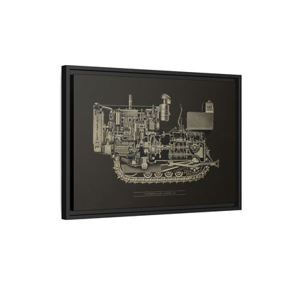 Vintage D4Tractor Crawler Cutaway Drawing | Framed Wall Art on Canvas