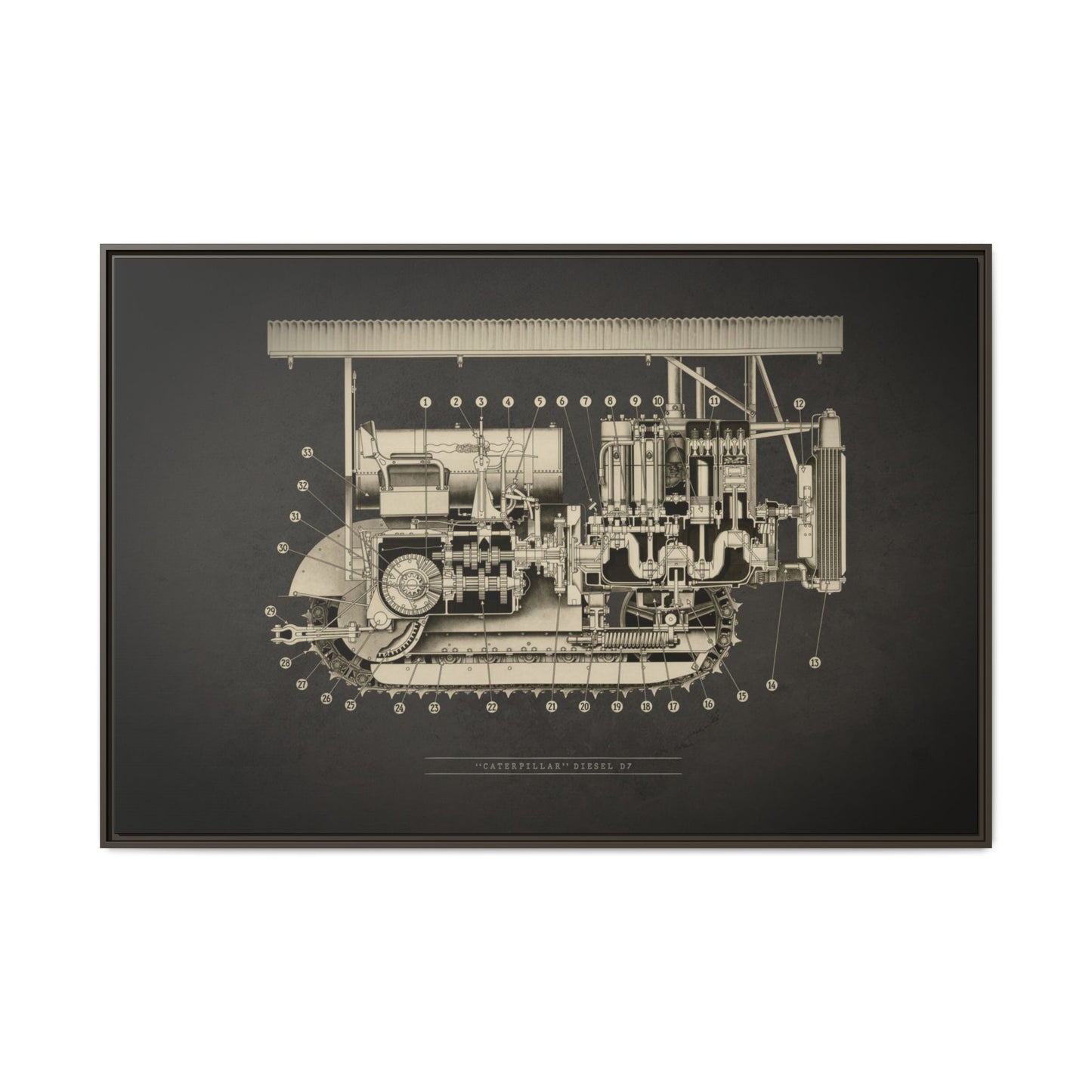 Vintage D7 Crawler Cutaway | Framed Wall Art on Matte Canvas