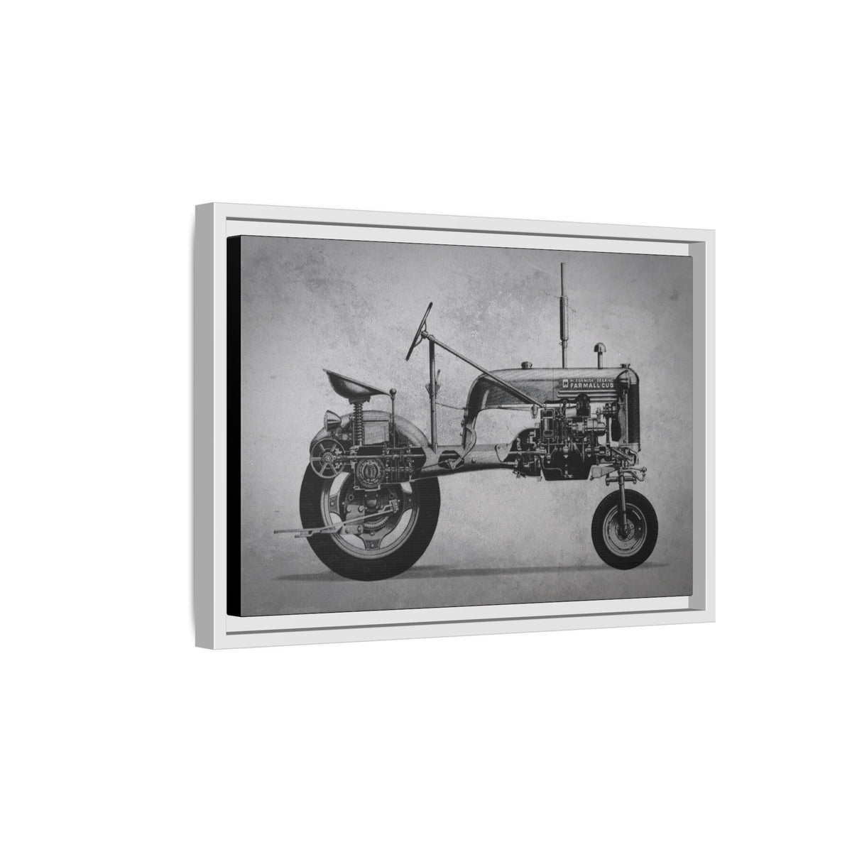 Vintage Farmall Pony Cutaway Drawing | Framed Wall Art on Canvas