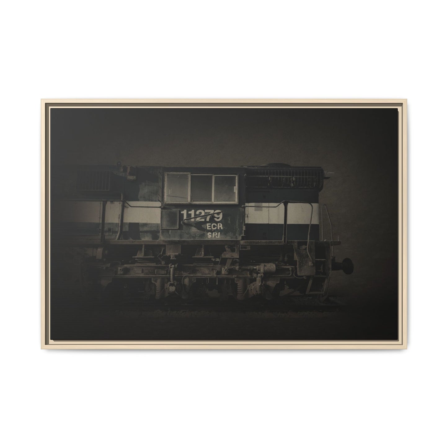 Vintage Diesel Locomotive Engine Matte Canvas Framed