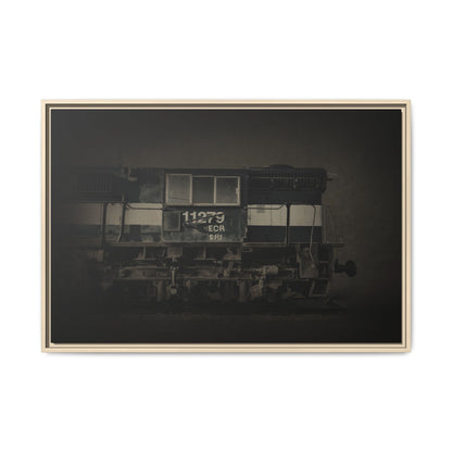 Vintage Diesel Locomotive Engine Matte Canvas Framed