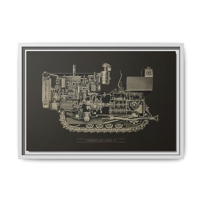 Vintage D4Tractor Crawler Cutaway Drawing | Framed Wall Art on Canvas