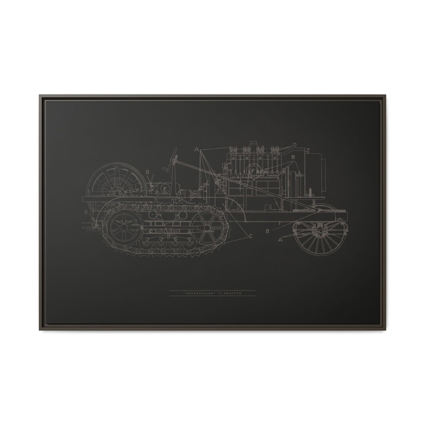 Vintage HOLT Tractor Patent Drawing Industrial Artwork | Framed Wall Art on Stretched Canvas