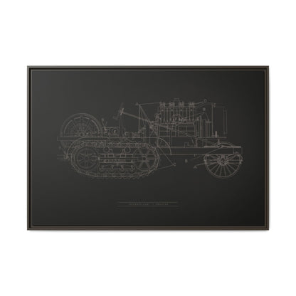 Vintage HOLT Tractor Patent Drawing Industrial Artwork | Framed Wall Art on Stretched Canvas