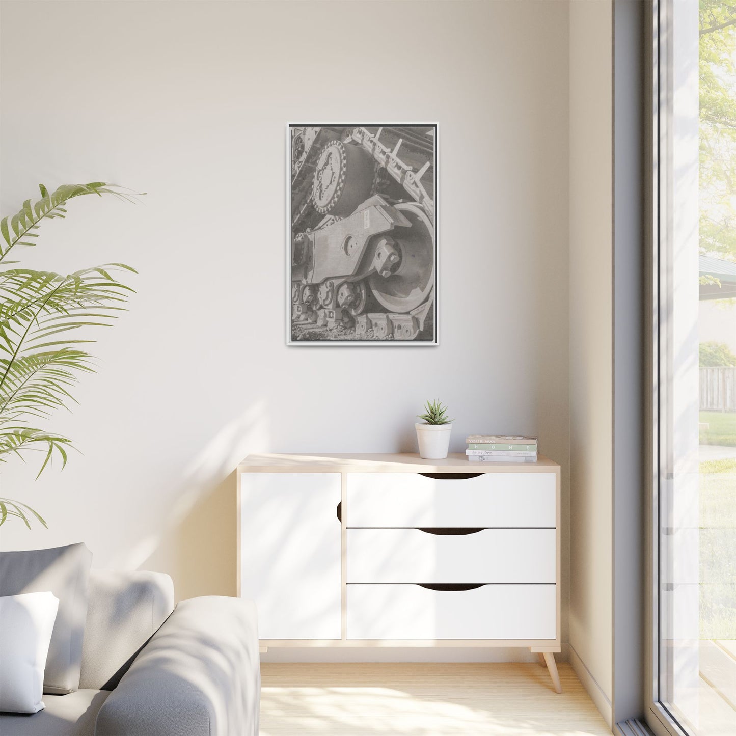 Epic D8 Dozer Triptych | Light Gray | Center Panel | Jondo | Matte Canvas Print (Framed)