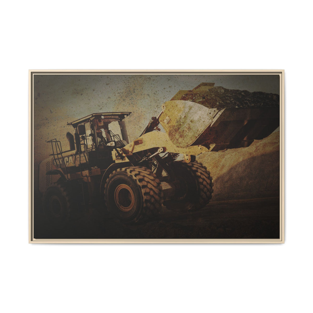 960K Dramatic Loader Action | Framed Wall Art on Stretched Canvas