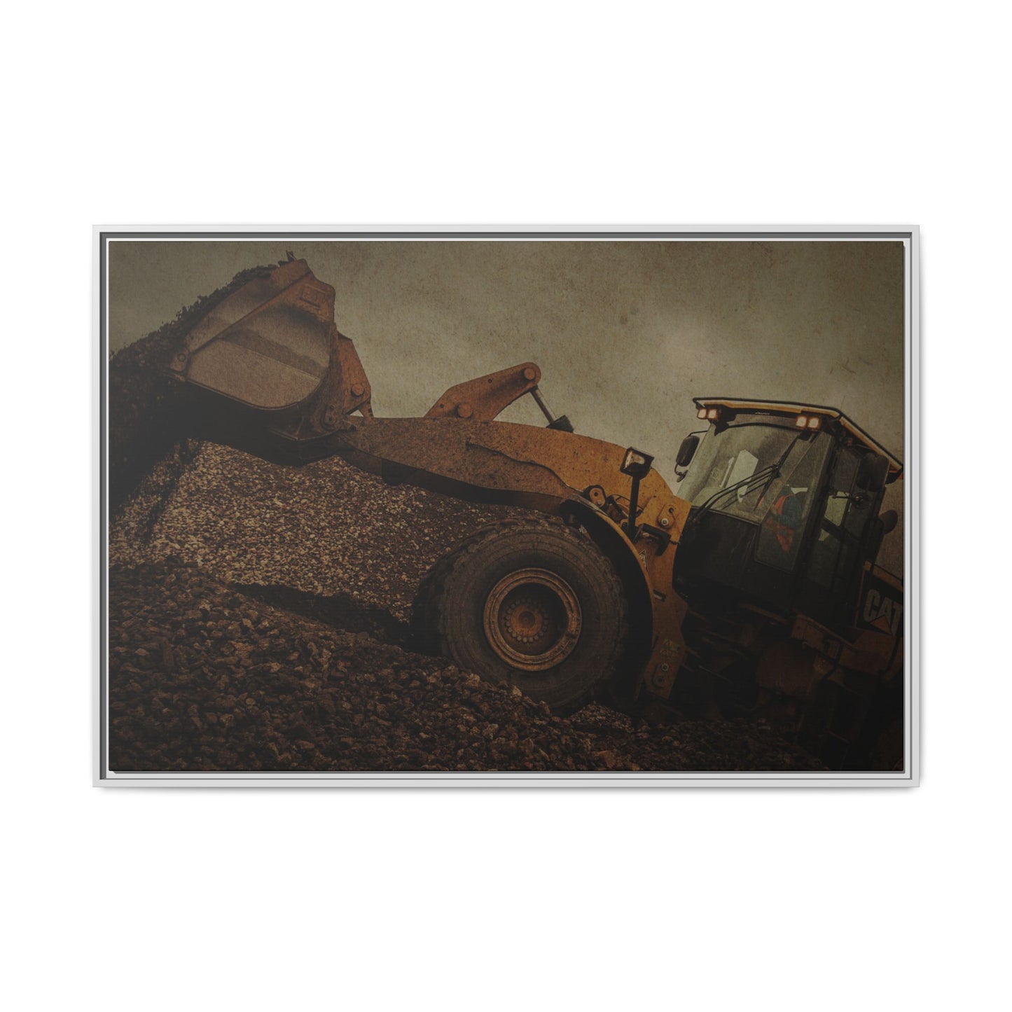 960 Wheel Loader Action| Framed Wall Art on Stretched Canvas