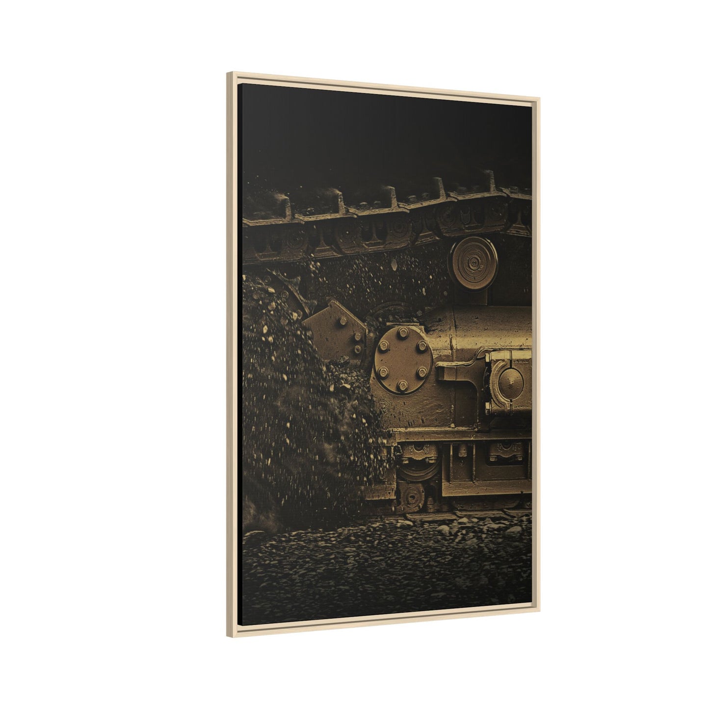 Epic Dozer Track Triptych Center | Matte Canvas Print (Framed)