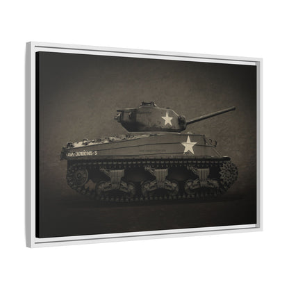 Vintage WWII  Sherman Tank, Double Star, Photo Wall Art on Framed Canvas