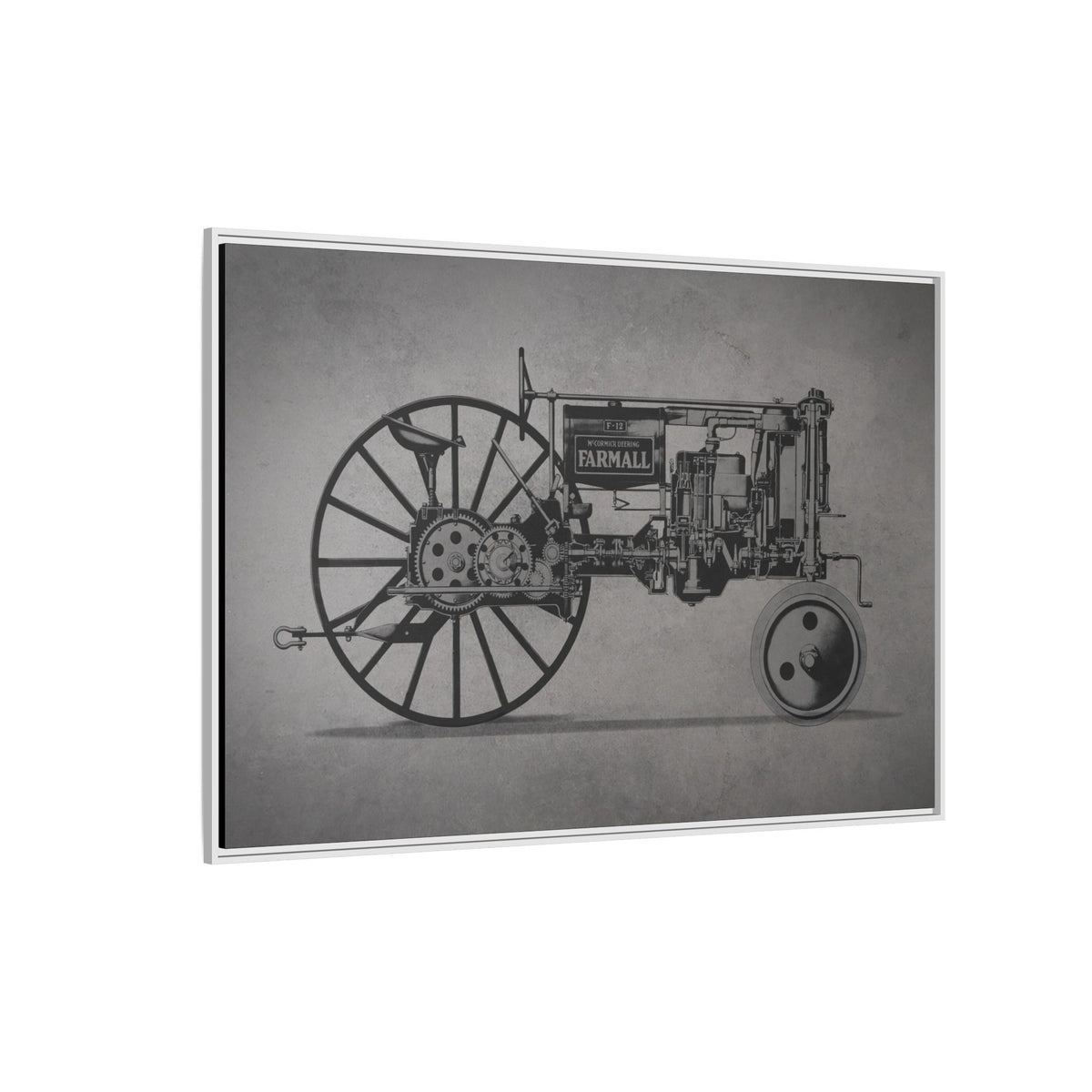 Vintage Farmall F-12 Mechanical Drawing | Light | Framed Wall Art on Canvas