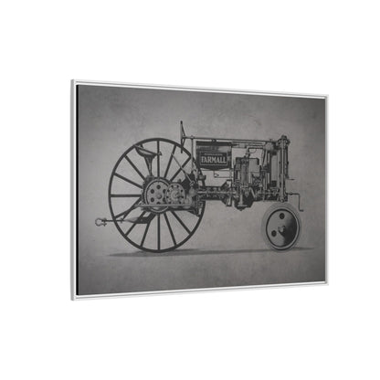 Vintage Farmall F-12 Mechanical Drawing | Light | Framed Wall Art on Canvas