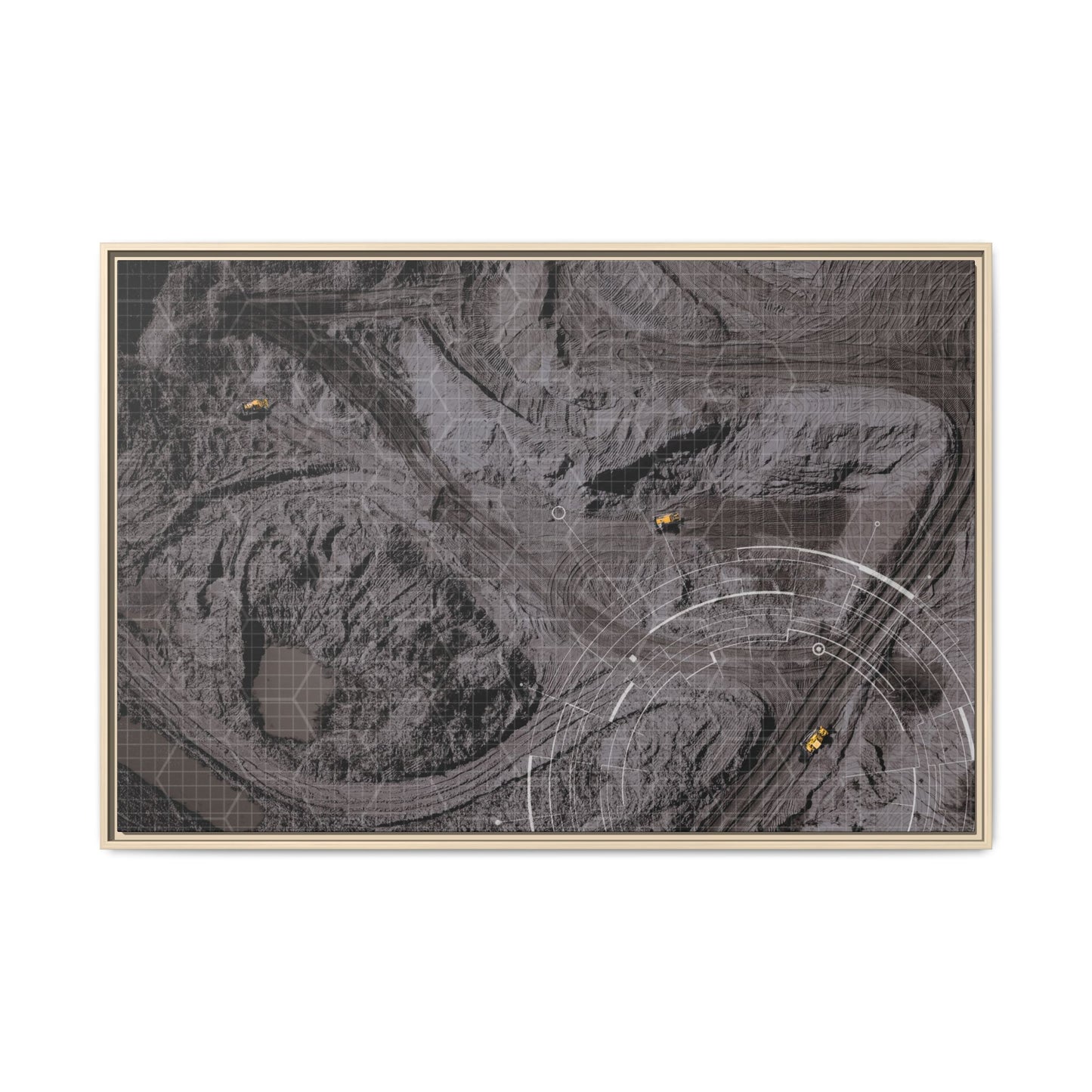 Drone Mining Construction Site - Photo Art Framed on Stretched Canvas