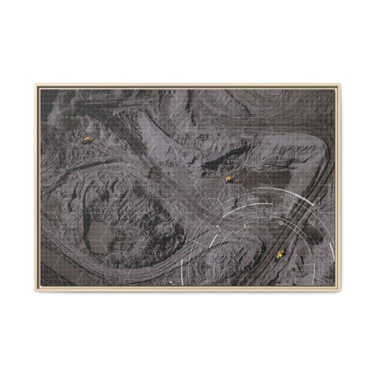 Drone Mining Construction Site - Photo Art Framed on Stretched Canvas