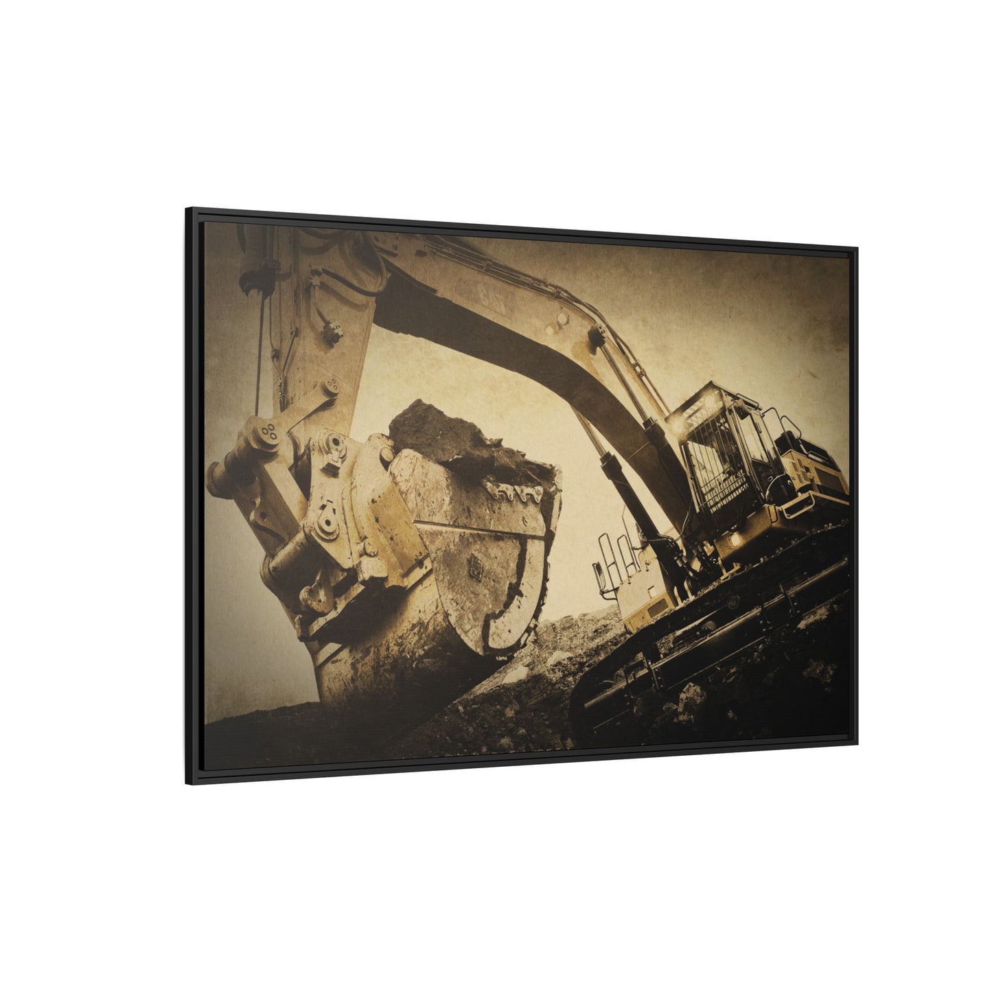 Reaching for Rocks Excavator  | Photo Art on Framed Canvas