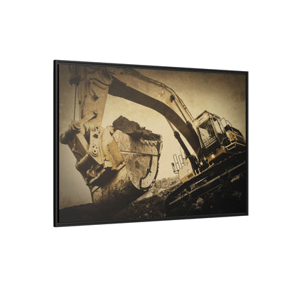 Reaching for Rocks Excavator  | Photo Art on Framed Canvas