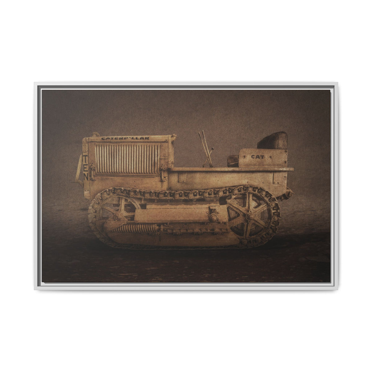 Vintage CAT 10 'TEN' Crawler | Framed Wall Art on Stretched Canvas