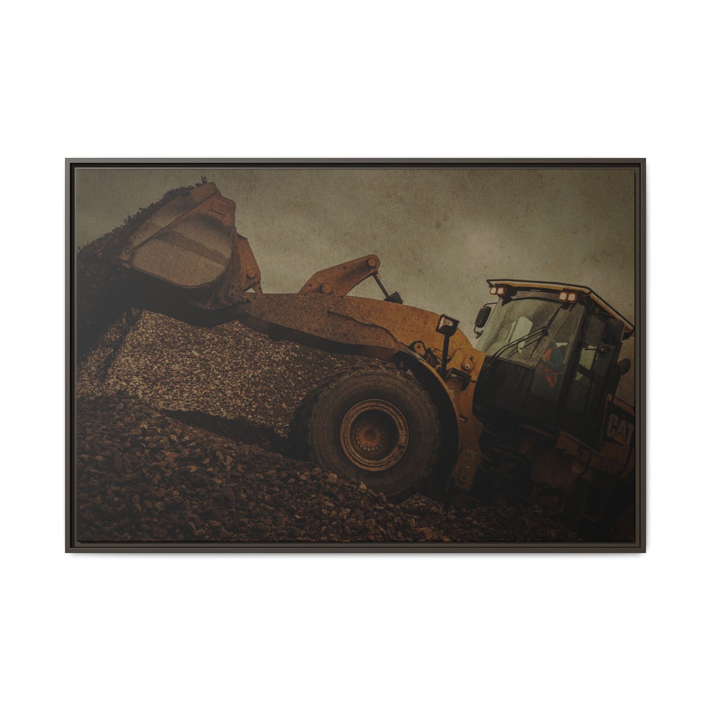 960 Wheel Loader Action| Framed Wall Art on Stretched Canvas