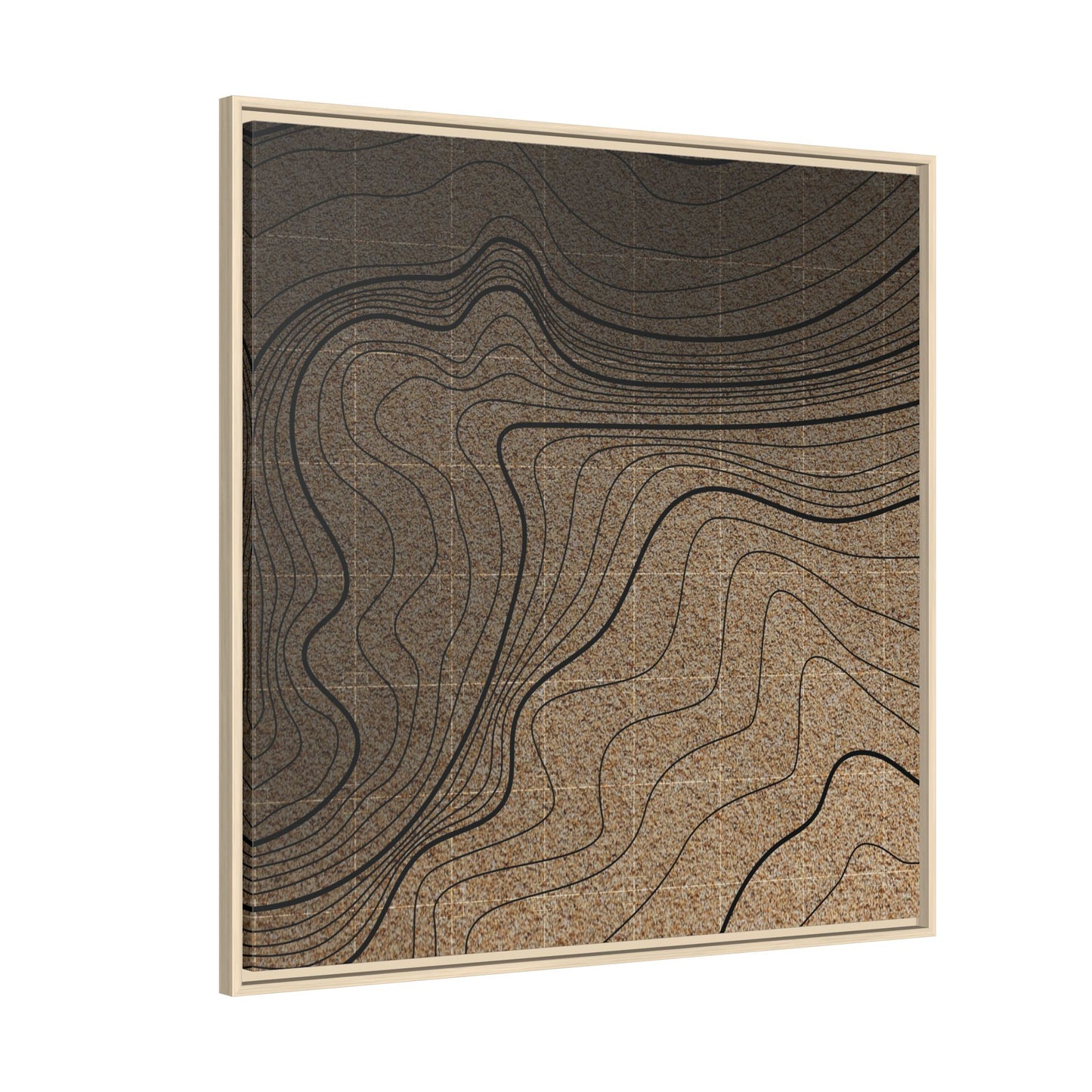 Topographic Lines Abstract Wall Art on Framed Canvas
