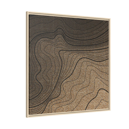 Topographic Lines Abstract Wall Art on Framed Canvas