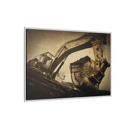 Reaching for Rocks Excavator  | Photo Art on Framed Canvas