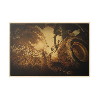 Boring Skid Steer Action | Framed Photo Wall Art on Canvas