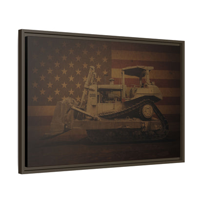 Patriotic D8N Classic Dozer | Framed Wall Art on Stretched Canvas
