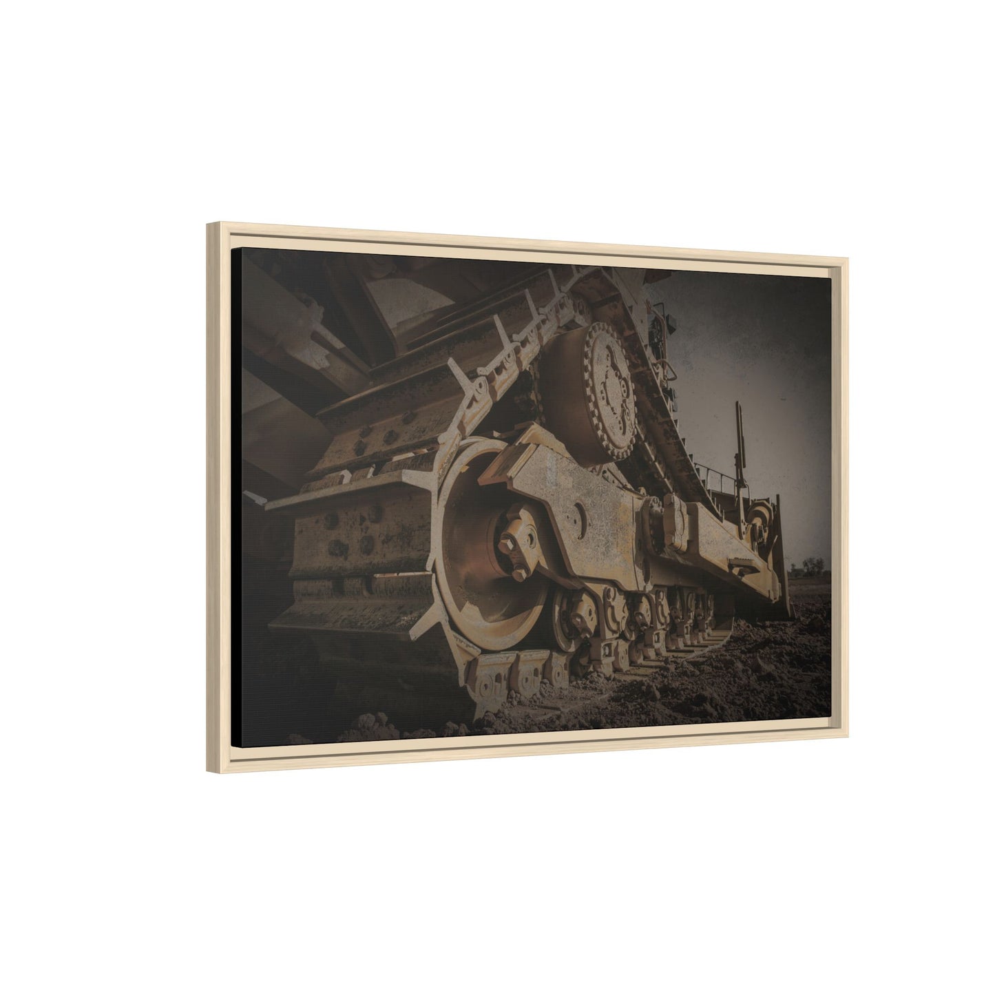 D8 Dramatic Dozer Track | Dark Gray |  Framed Wall art on Stretched Canvas