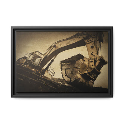 Reaching for Rocks Excavator  | Photo Art on Framed Canvas