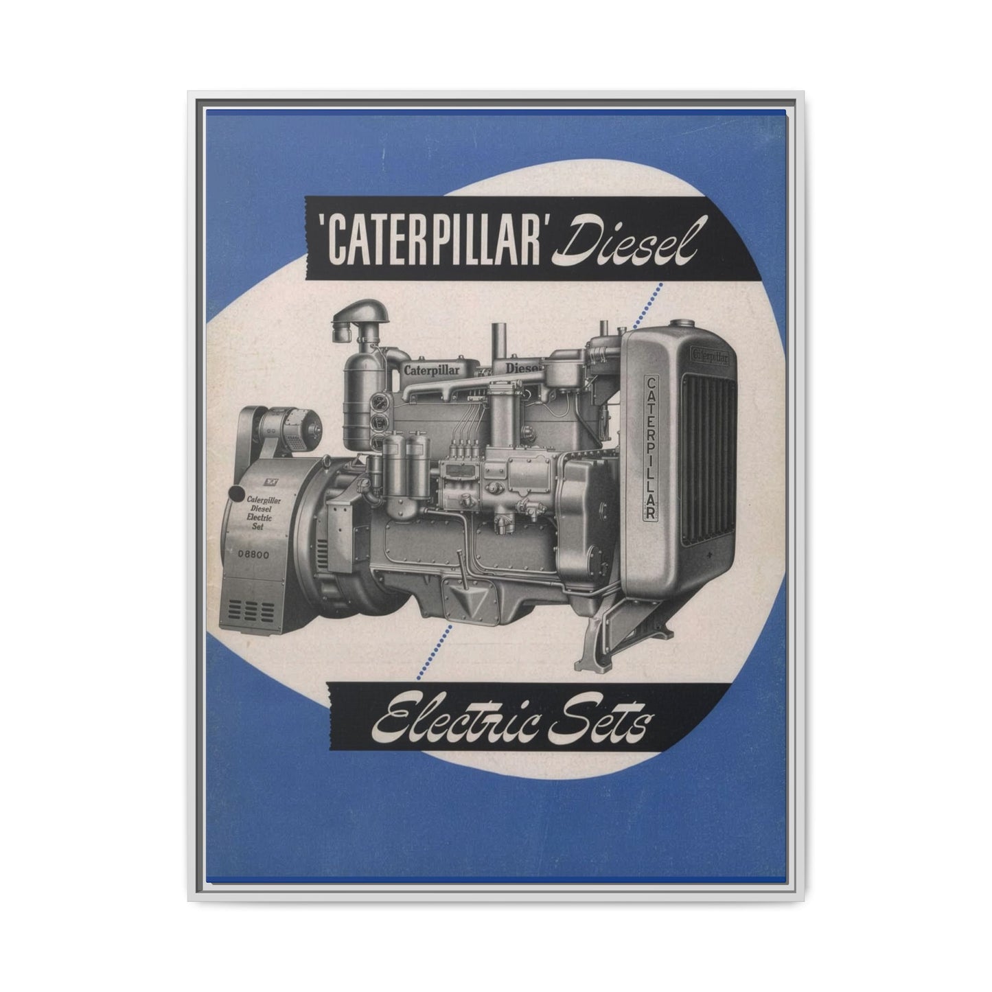Diesel Electric Generator Vintage Dealership Sign on Framed  Matte Canvas