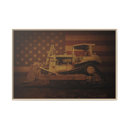 Patriotic D8N Classic Dozer | Framed Wall Art on Stretched Canvas